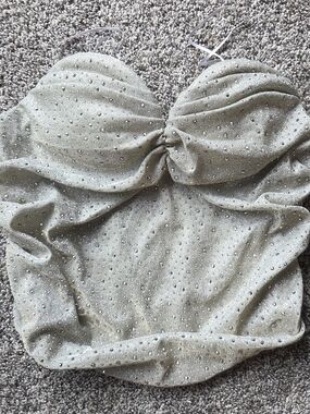 AKIRA Sparkling Champagne Rhinestone Bustier Top